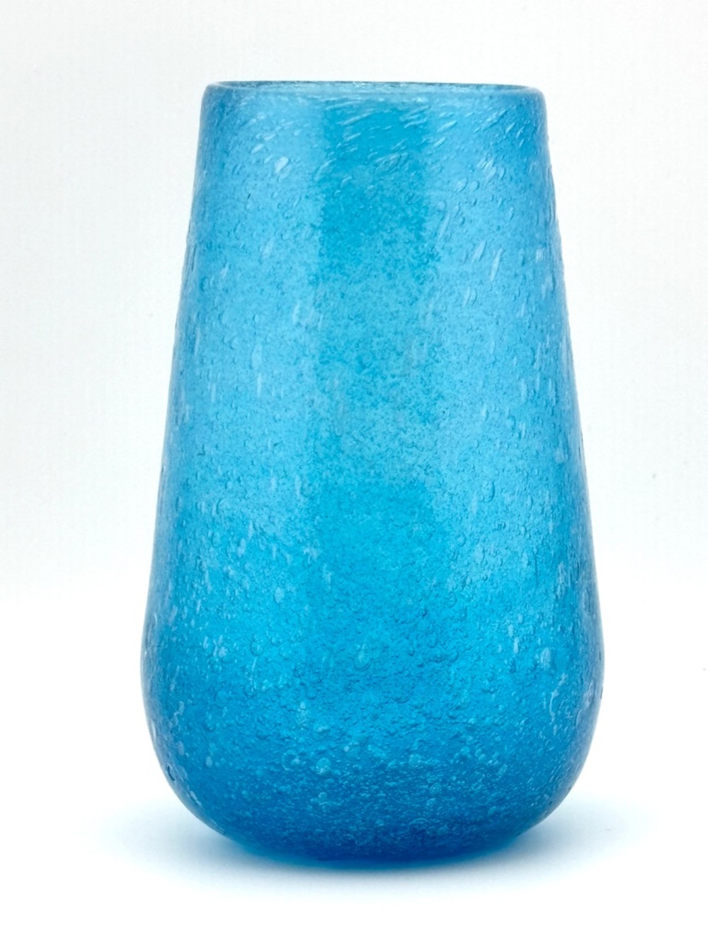MCM Handblown Crackle Glass Roly Poly Set Of 8 Tumblers/Cocktail Glasses